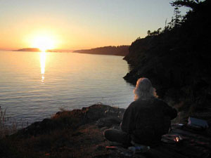 Playing to the sunset on Lopez Island