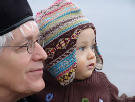 Kayden the first time he saw seagulls