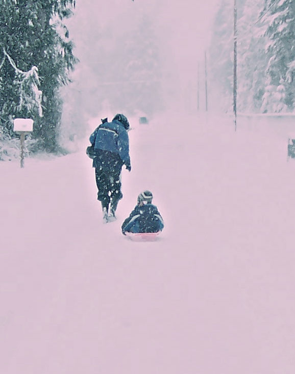 Andie and Kayden in the snow storm