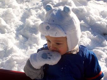 Kayden's first snow