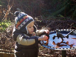 Kayden at the bird bath